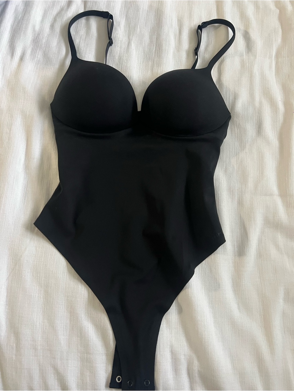 Black One-Piece Bodysuit with Built-In Cups